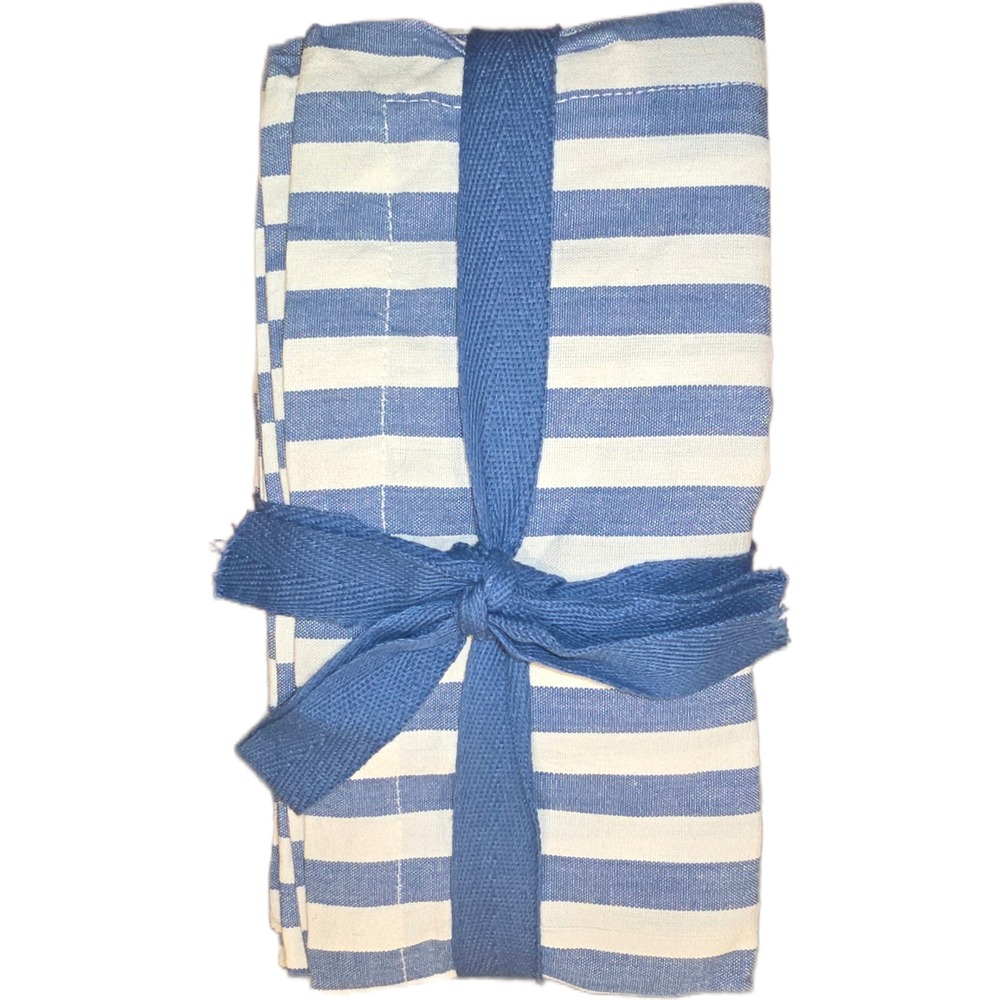Blue White Striped Kitchen Napkin 4 Nautical Farmhouse Linens‎ NEW cottagecore
